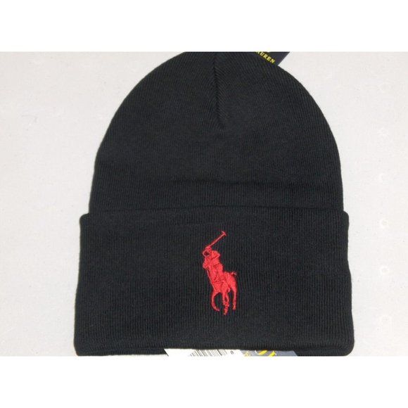 Polo Ralph Lauren Black Big Pony Hat Beanie $48 - Picture 5 of 8